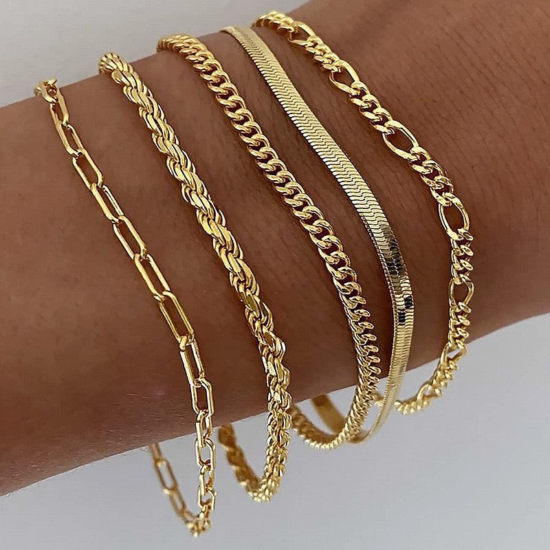 Fashionable explosive exquisite metal set bracelet 5-piece set 280