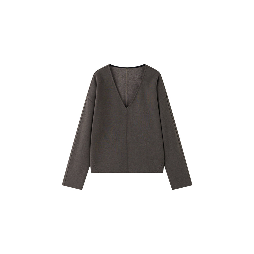 Casual luxury layering V-neck pullover loose hoodie for women 057