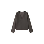 Casual luxury layering V-neck pullover loose hoodie for women 057