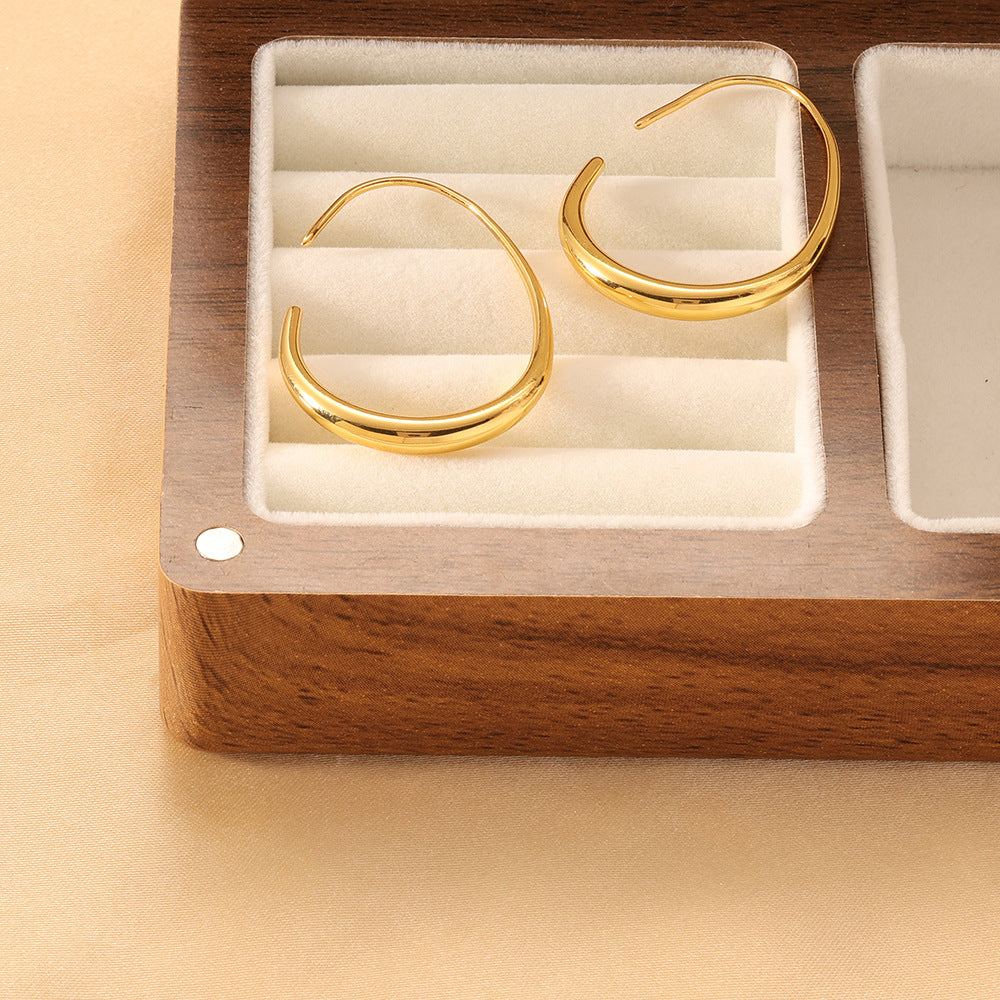 Geometric water droplet earrings for women, fashionable and personalized oval ring earrings 288