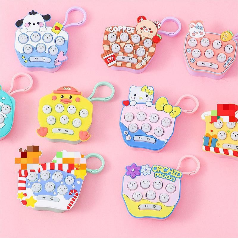 Mini handheld game console with cartoon graphics whack-a-mole 028