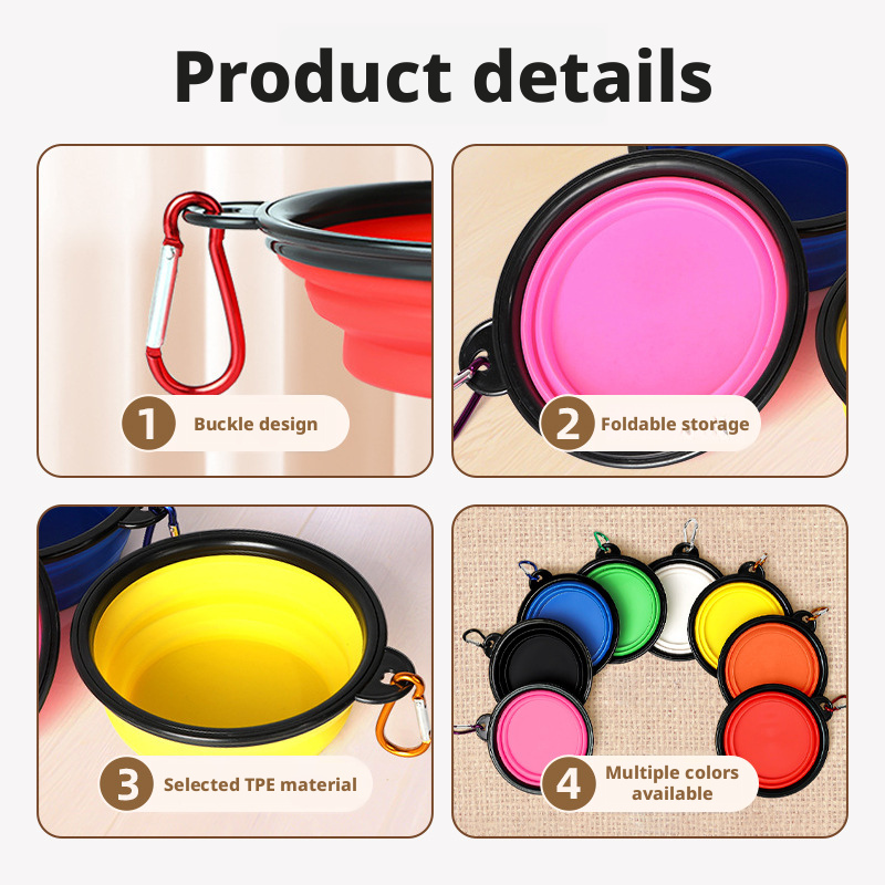 Pet Folding Bowl Pet Bowl TPE Travel Outdoor Drinking Water Portable Dog Bowl Telescopic Bowl 343