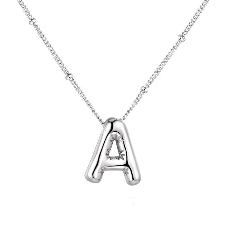 26 letter necklace stainless steel chubby bubble letter English necklace 263