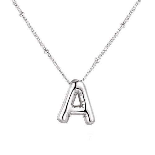 26 letter necklace stainless steel chubby bubble letter English necklace 263