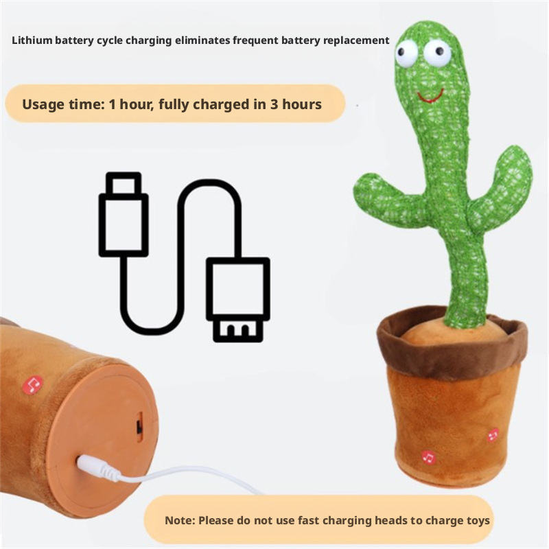 Dancing cactus, sand sculpture, electric plush toy that can twist, learn to speak, sing, and emit light 190