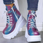 High-top color-blocked lace-up plus-size women's shoes 115