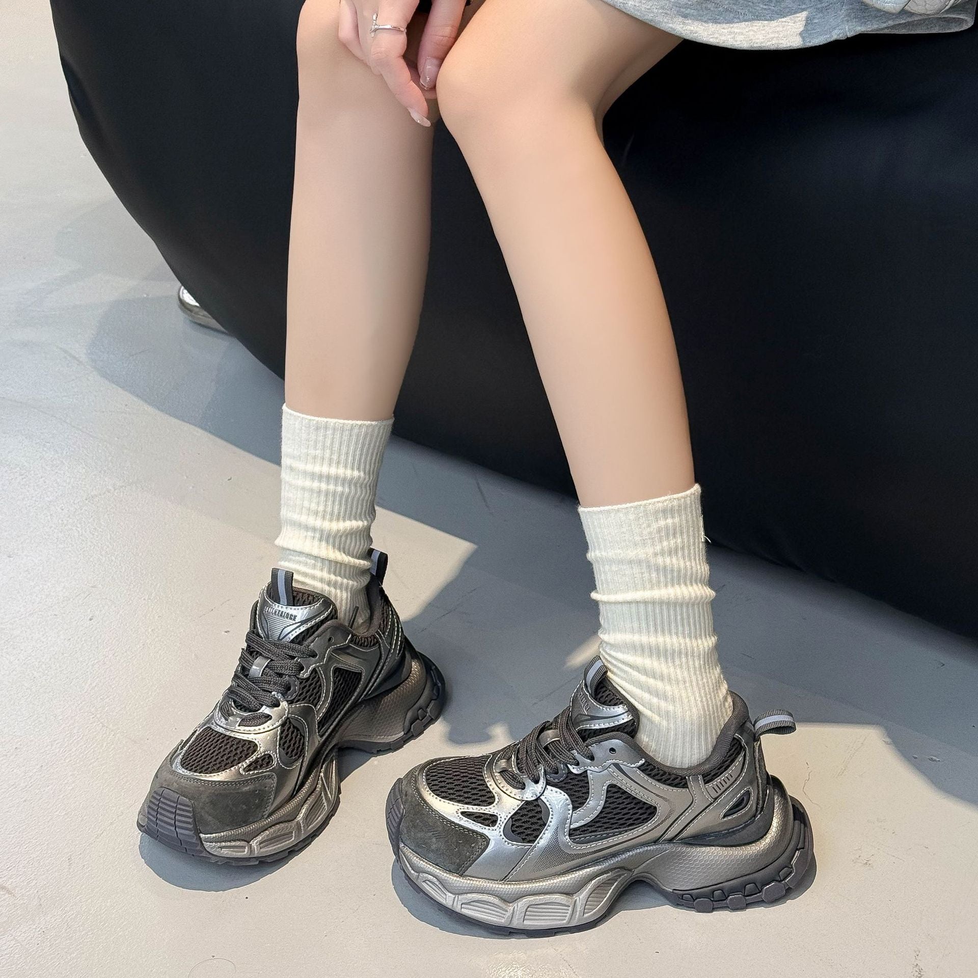 Genuine leather dad shoes with thick soles and internet famous sports and leisure shoes 122