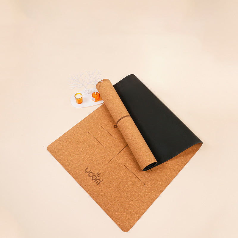 Widened and thickened natural rubber gymnastics mat with printed body position lines 016