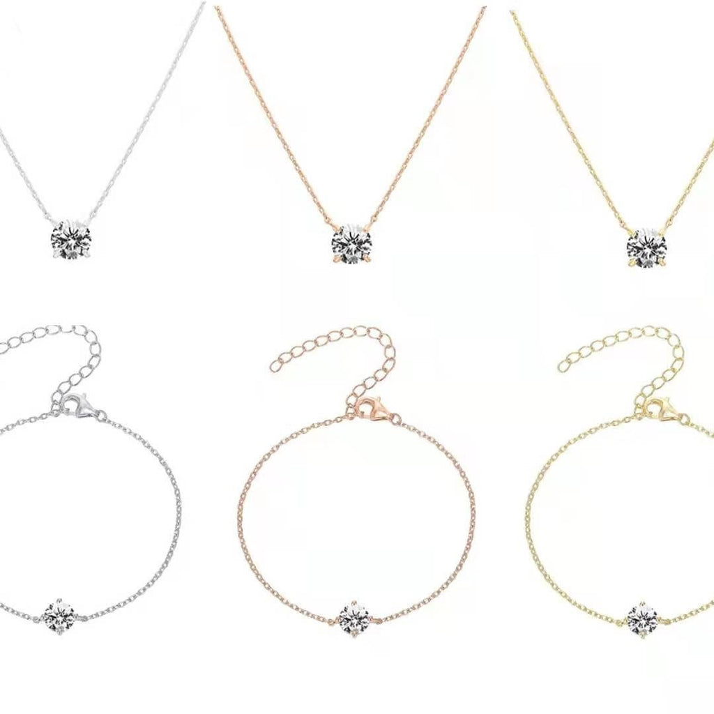 18k gold white high carbon diamond 2-carat simulated diamond pendant necklace 286