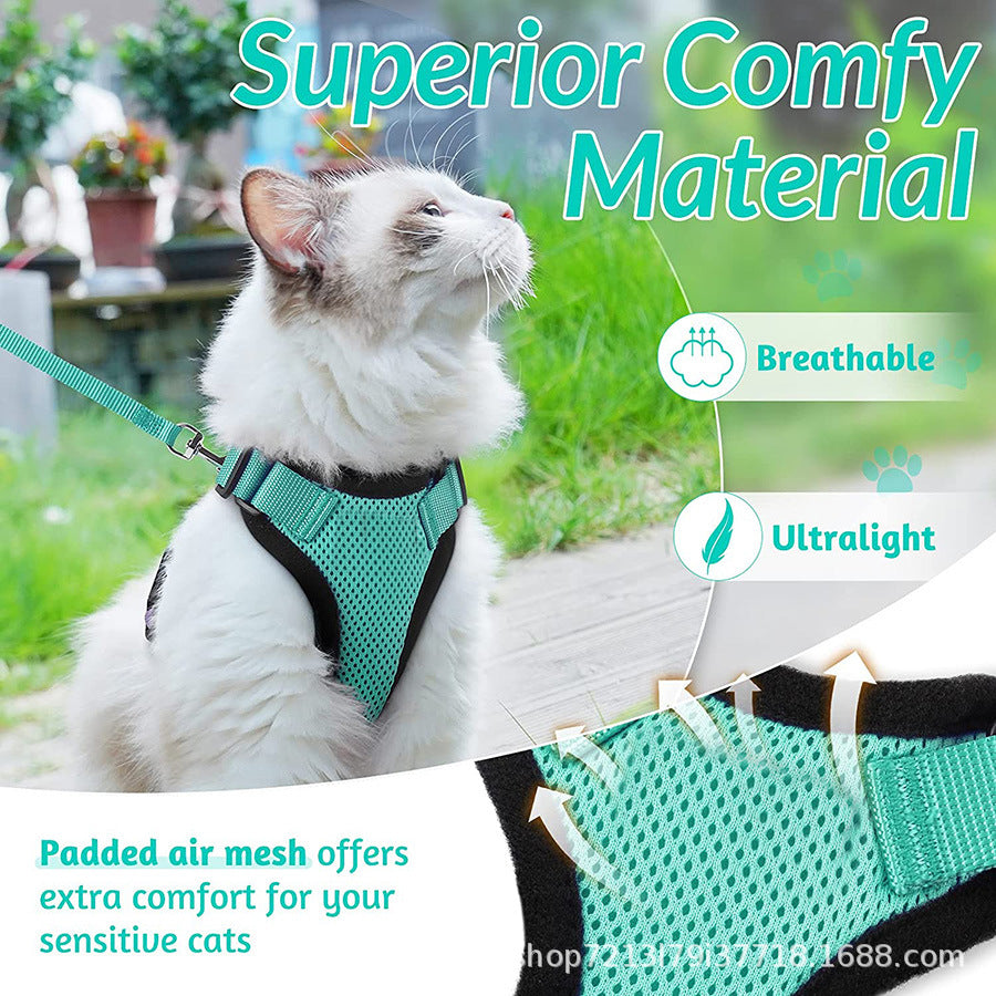 Pet supplies, breathable chest straps for cats, reflective anti slip, cat walking rope 257