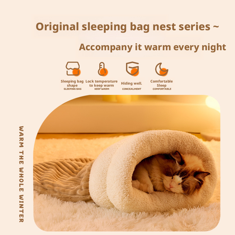 Winter and Autumn Thermal Cat House Sleeping Bag with Hole for Small Kitten 033