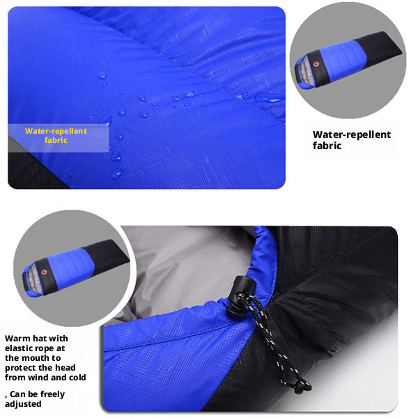 Autumn and winter outdoor camping adult white duck feather silk thickened warm sleeping bag 168