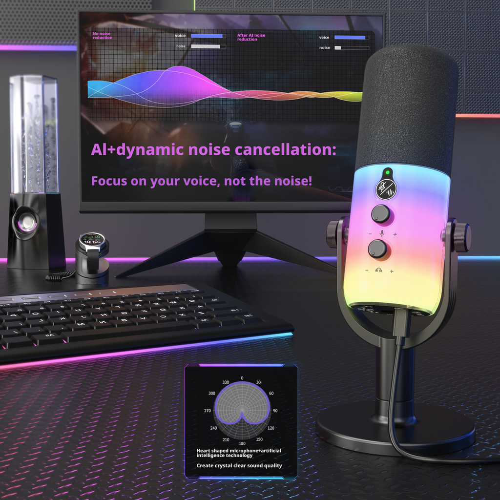 Computer microphone, RGB dynamic microphone, XLR/USB dual interface 185