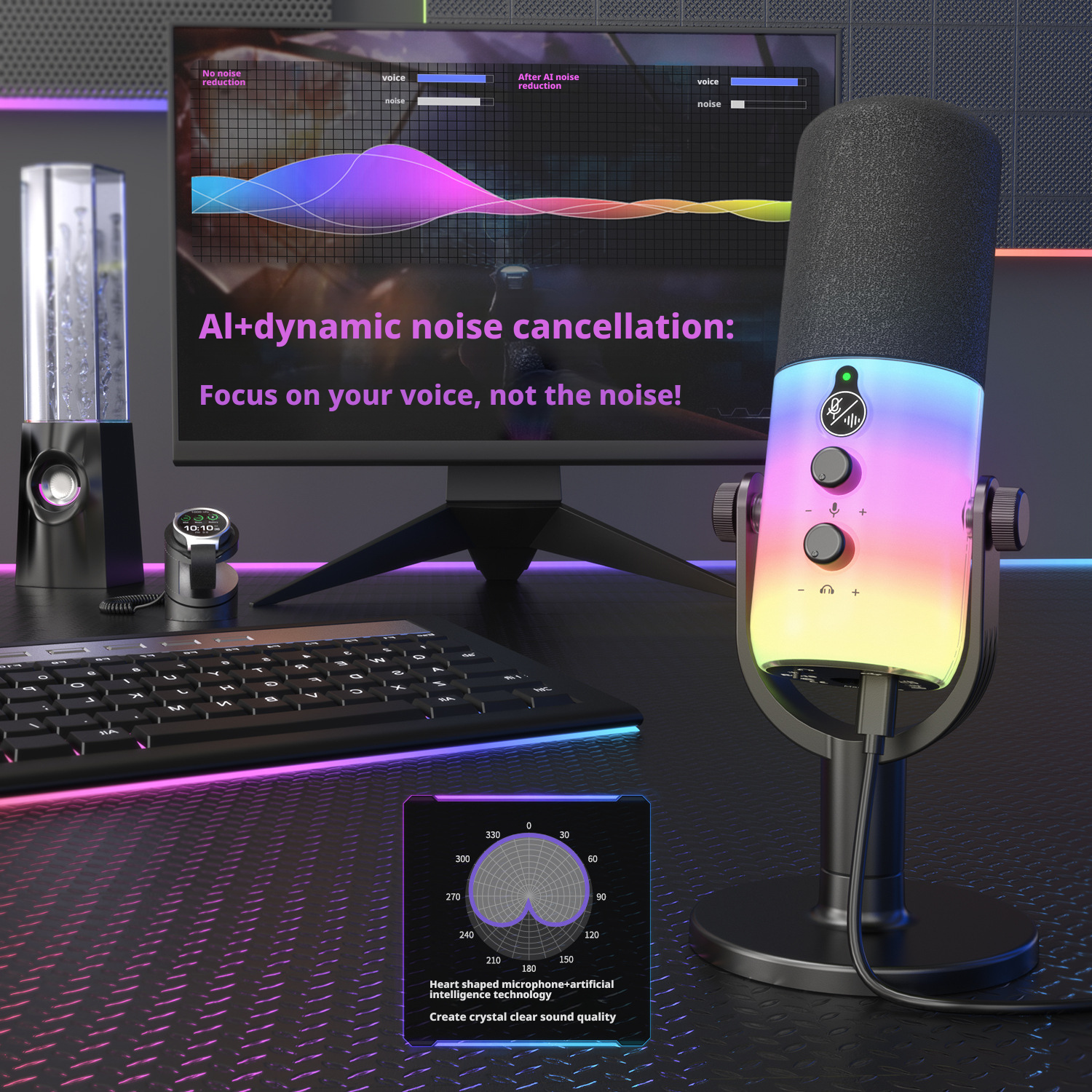 Computer microphone, RGB dynamic microphone, XLR/USB dual interface 185