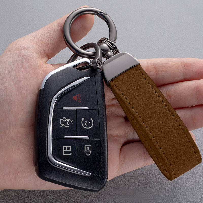 Leather rope keychain ring, suede car keychain, metal keychain, horseshoe buckle 399
