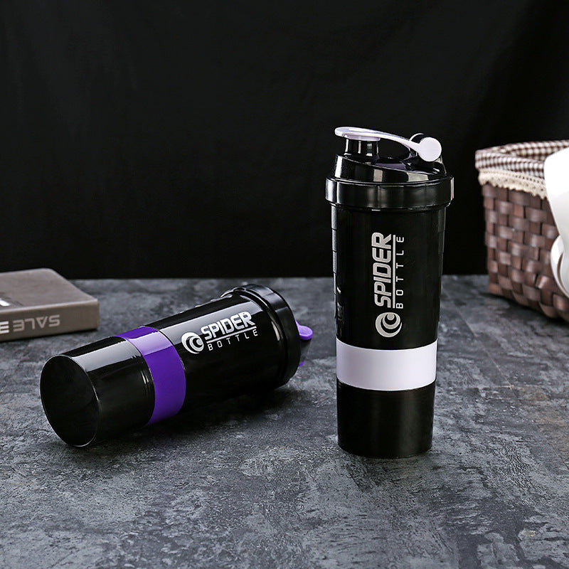 500ML Three layer Creative Protein Powder Shake Cup Portable Handheld Fitness Sports Shake Cup Spring Spider Cup 439