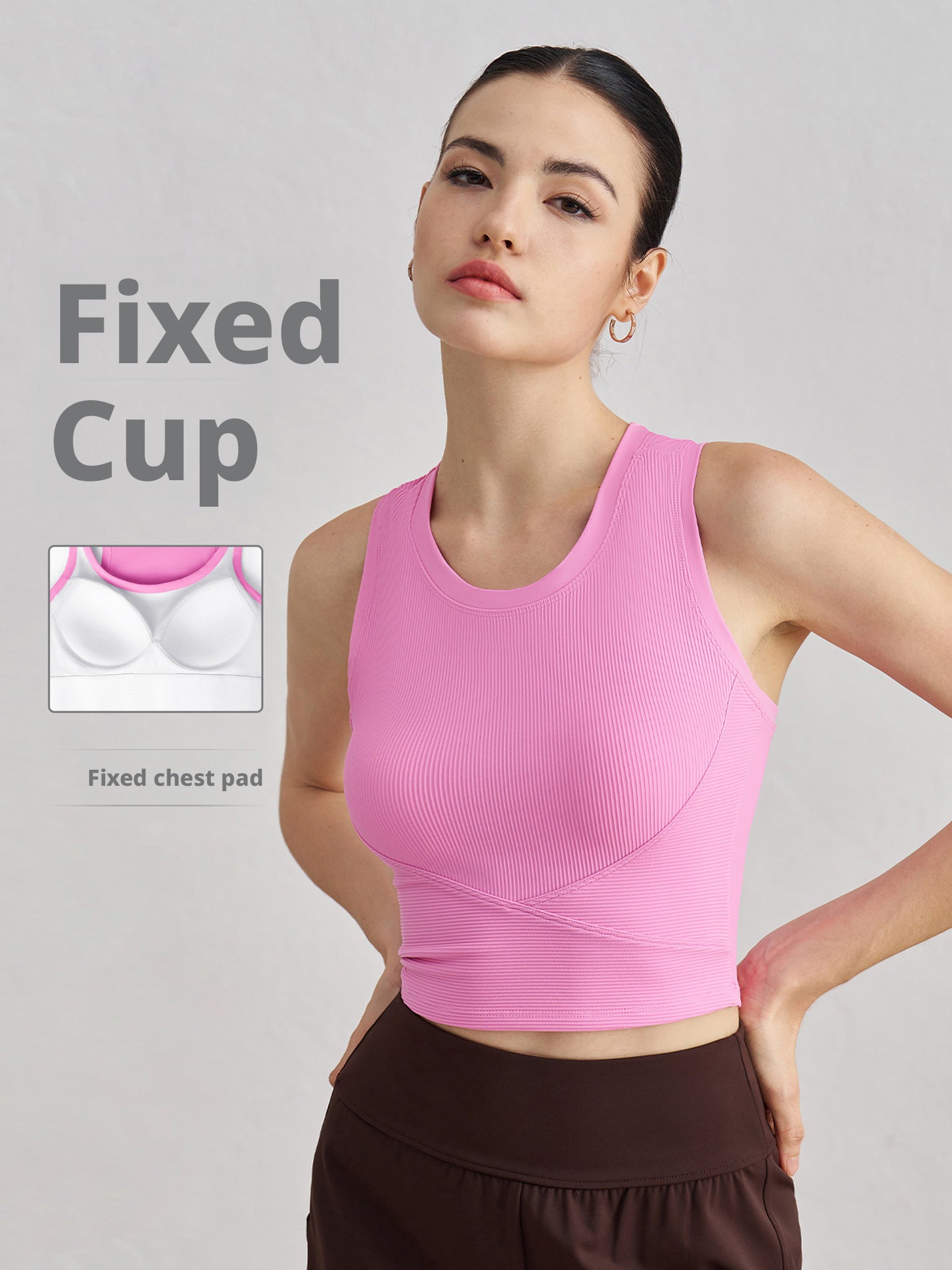 FPS Fixed Cup Sports Vest One-Piece Fitted Slimming Fitness Bra 1506WX