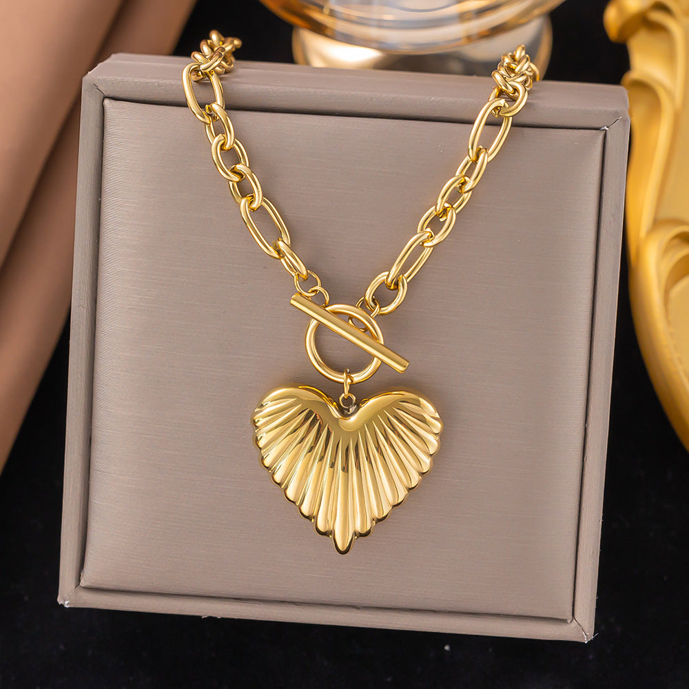 Shell necklace women's titanium steel lock chain 080