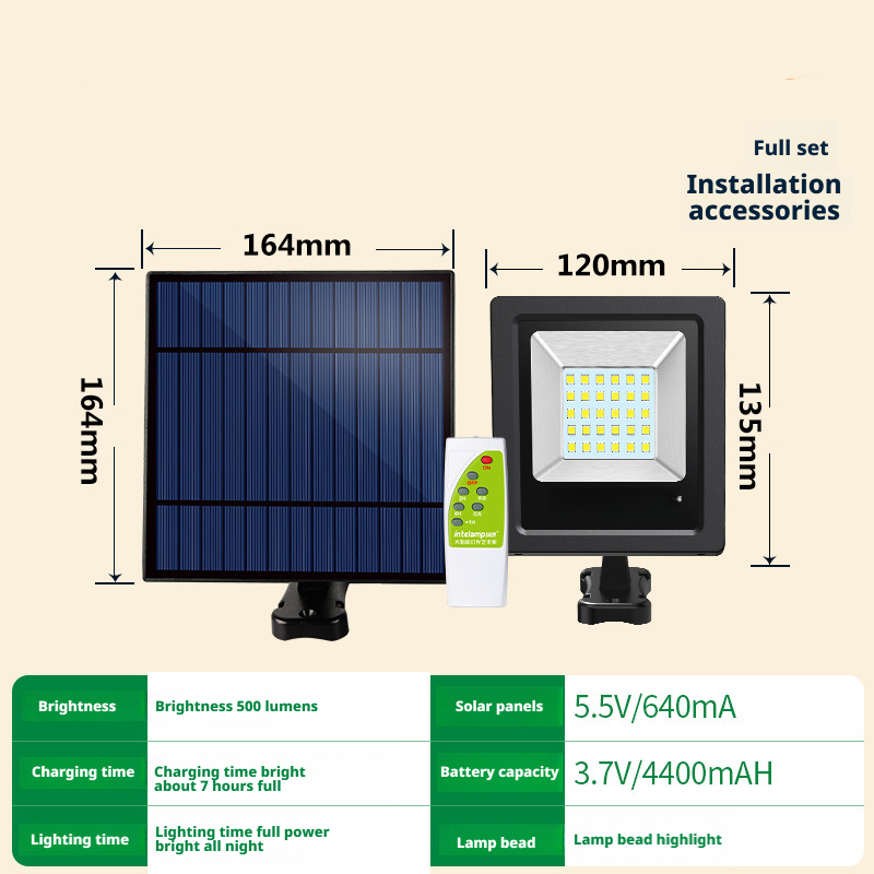 Solar powered floodlights and LED outdoor camping in the courtyard 040