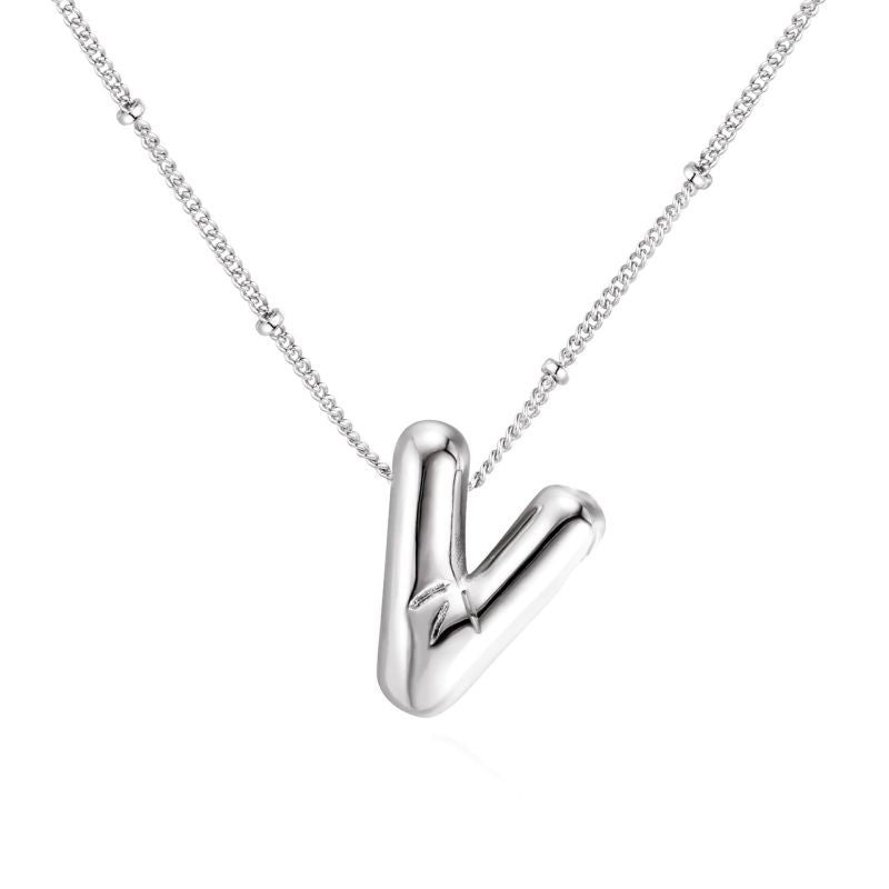 26 letter necklace stainless steel chubby bubble letter English necklace 263