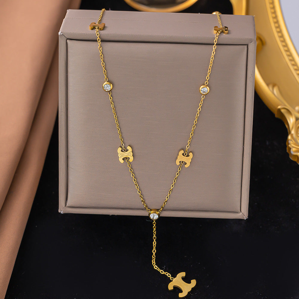 Shell necklace women's titanium steel lock chain 080