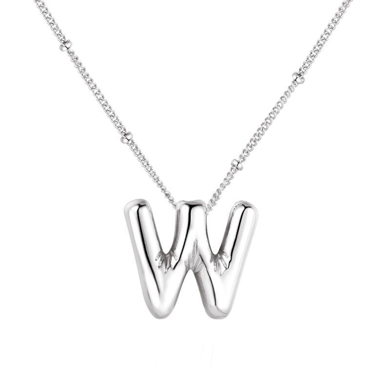 26 letter necklace stainless steel chubby bubble letter English necklace 263