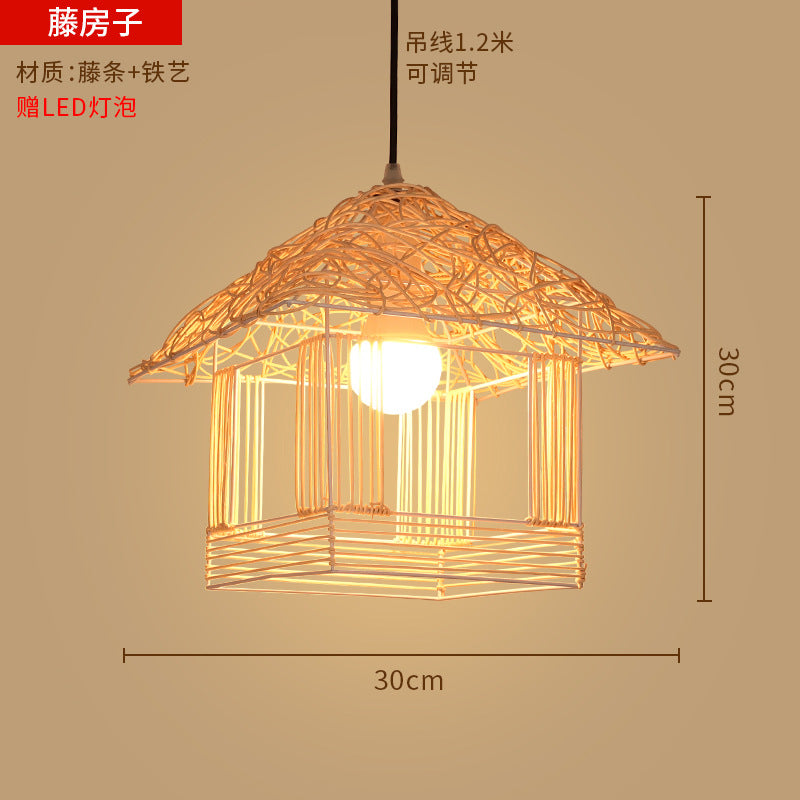 Bamboo woven lanterns and pendant lights, new Chinese style, bamboo art lights for restaurants and shops, commercial use 599