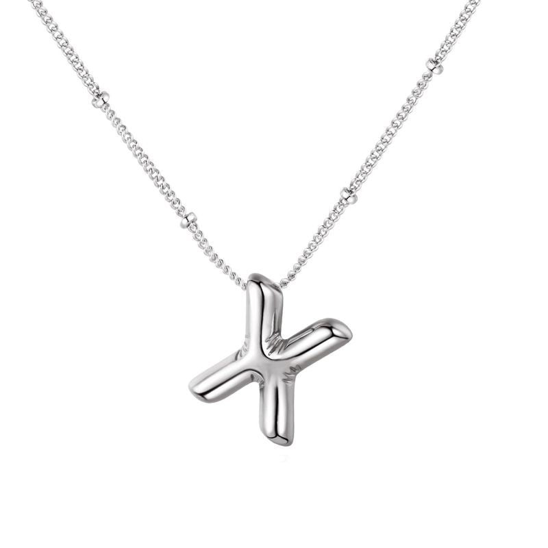 26 letter necklace stainless steel chubby bubble letter English necklace 263