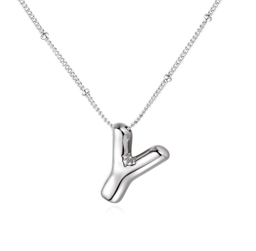 26 letter necklace stainless steel chubby bubble letter English necklace 263