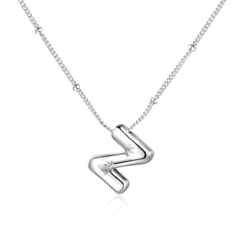 26 letter necklace stainless steel chubby bubble letter English necklace 263
