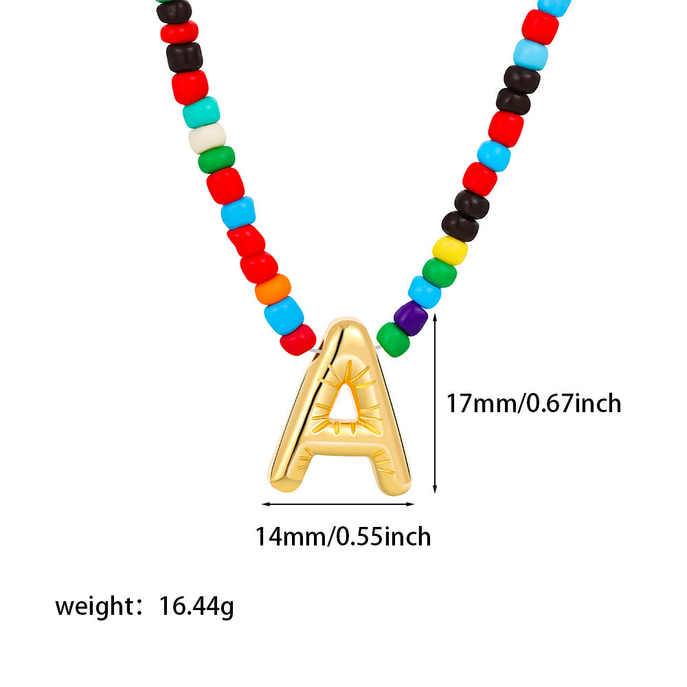 26 letter necklace stainless steel chubby bubble letter English necklace 263