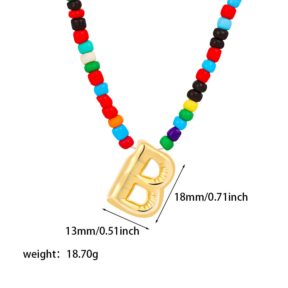 26 letter necklace stainless steel chubby bubble letter English necklace 263