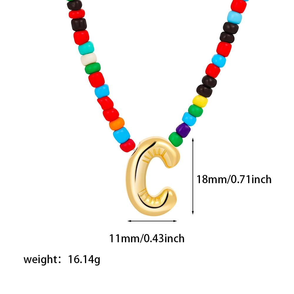 26 letter necklace stainless steel chubby bubble letter English necklace 263