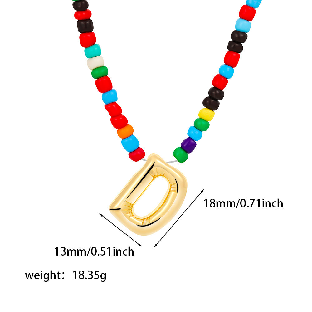 26 letter necklace stainless steel chubby bubble letter English necklace 263
