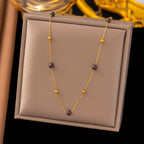 Shell necklace women's titanium steel lock chain 080