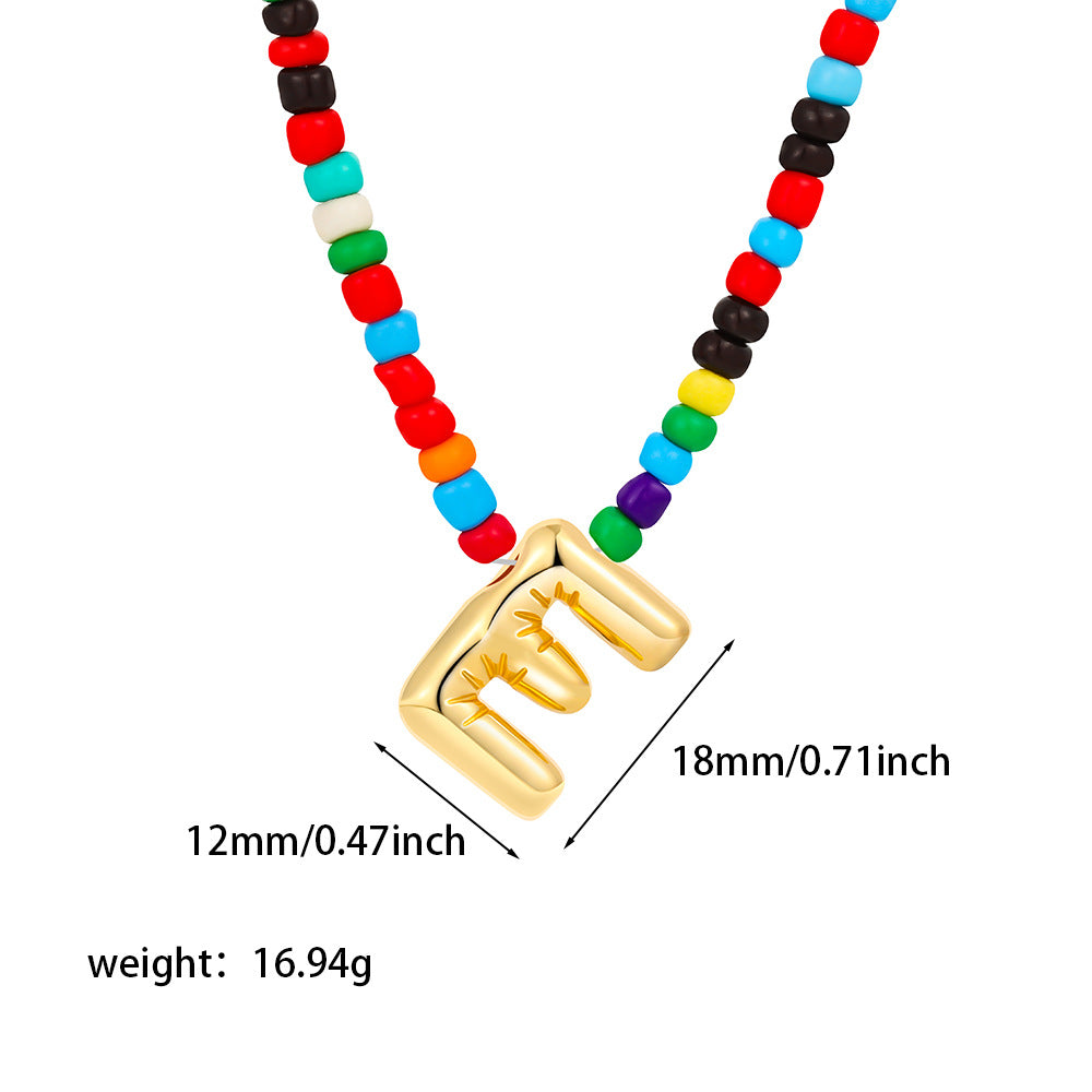 26 letter necklace stainless steel chubby bubble letter English necklace 263