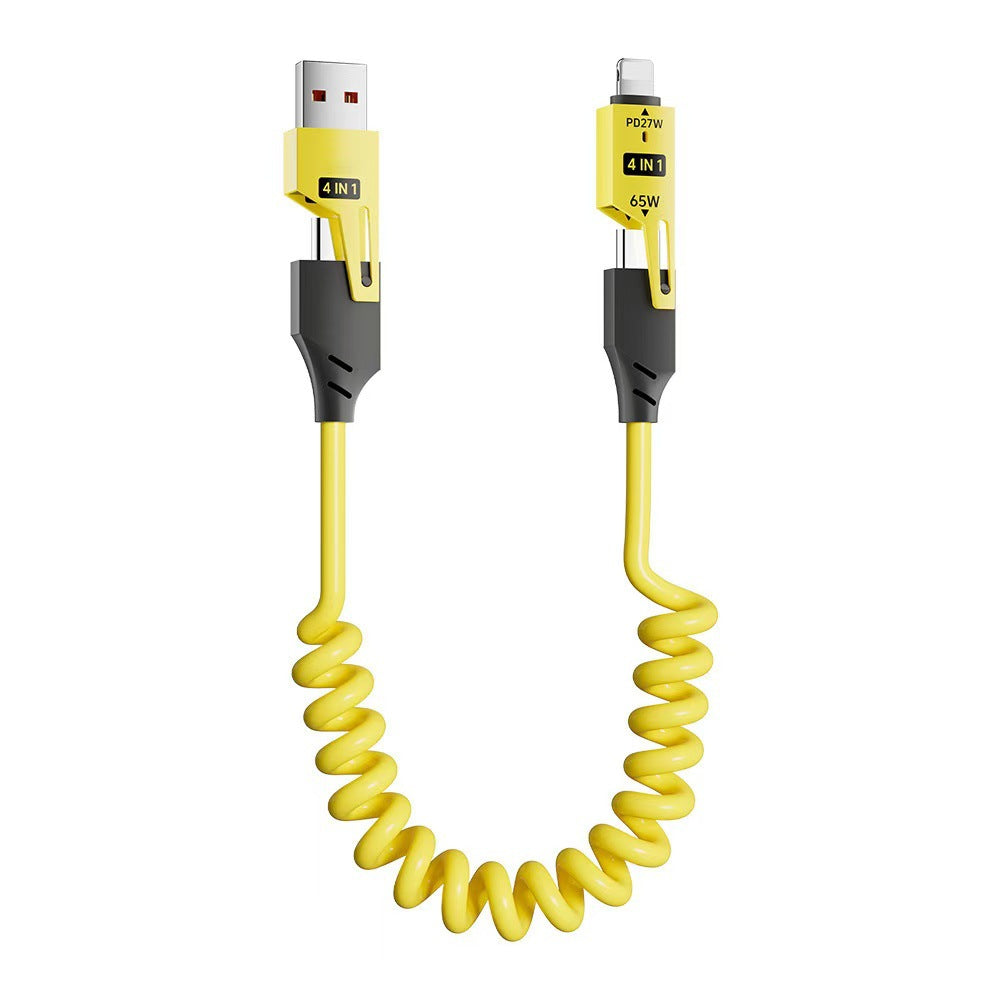 Spring data cable 1.5-meter four in one retractable cable suitable for Huawei iPhone fast charging Typec charging cable 392