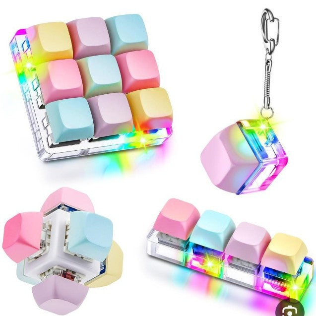 Button-Press Decompression Toy Keychain with Light-Up Mechanical Keyboard Accessories 251
