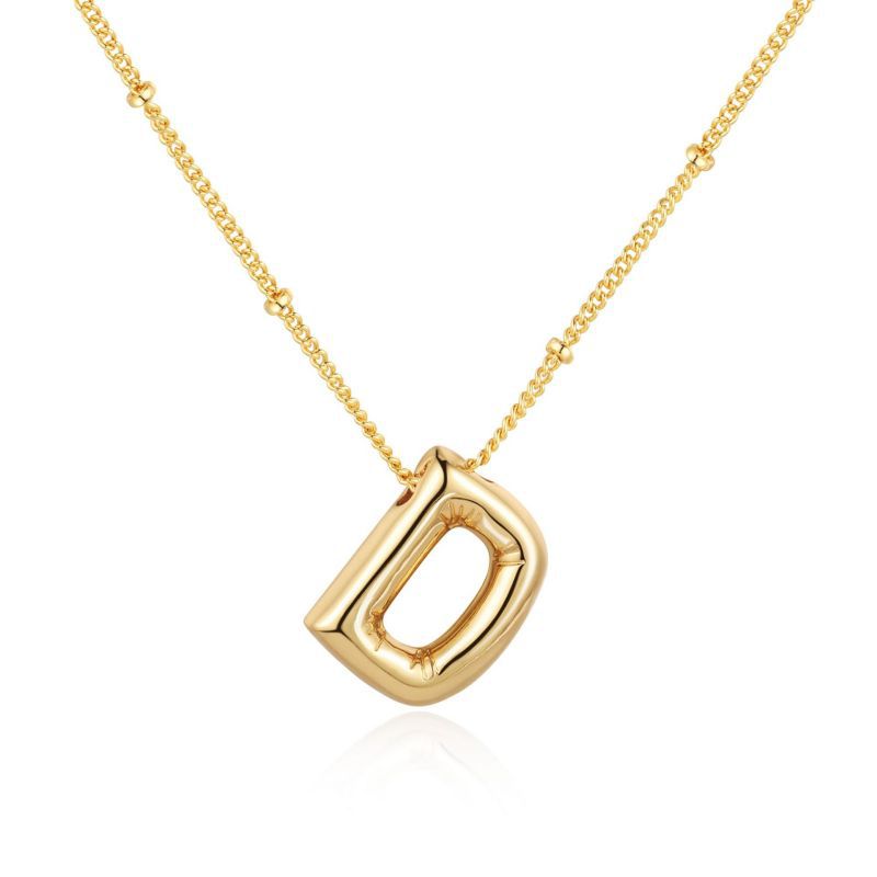 26 letter necklace stainless steel chubby bubble letter English necklace 263