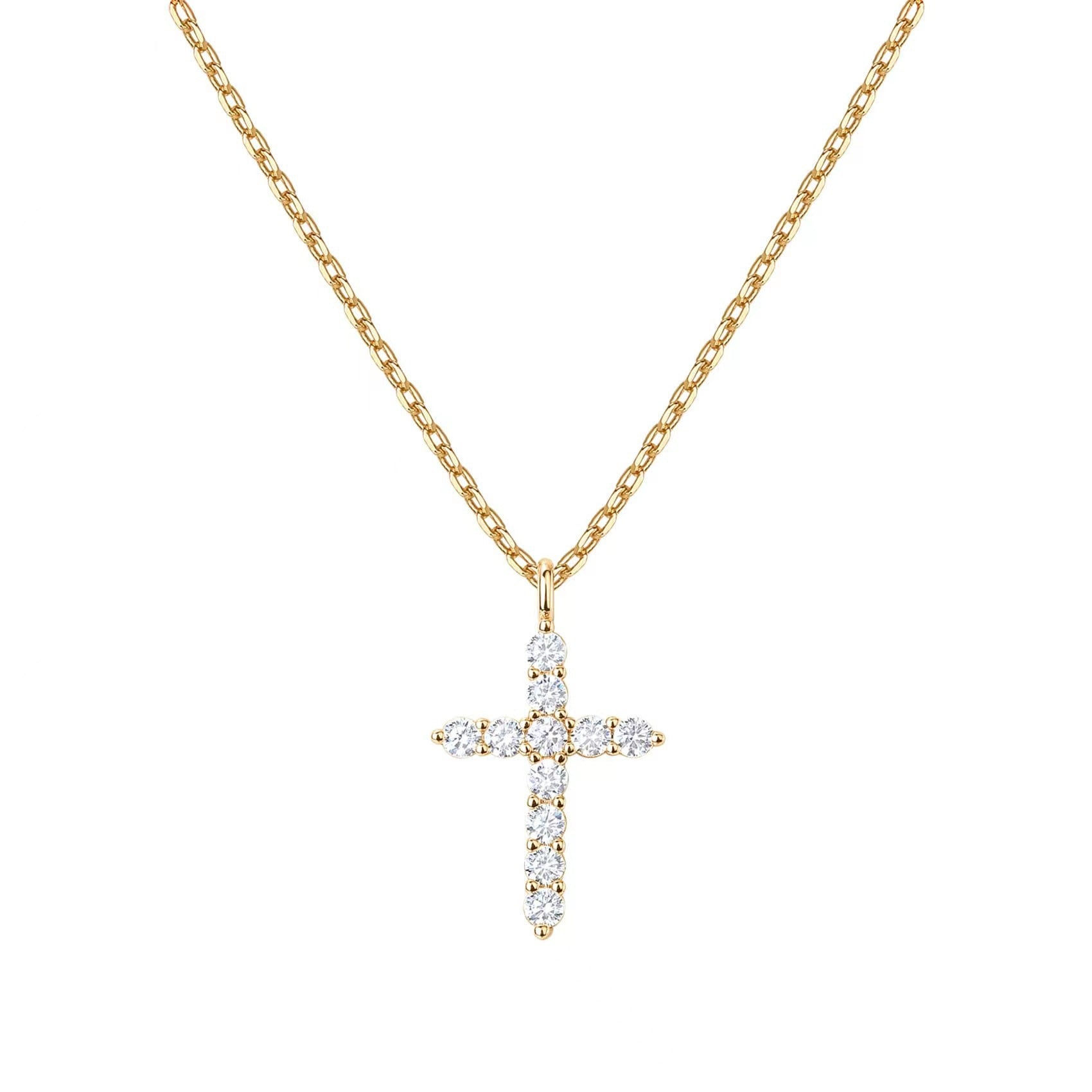 S925 sterling silver full diamond cross necklace neckchain, American hip-hop 279