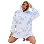 Warm winter TV blanket, lazy blanket, casual black and white cow leopard print hoodie, pajamas 200