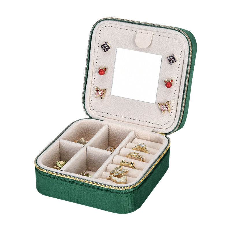 Simple and high-end ins swan velvet jewelry box with mirror 258