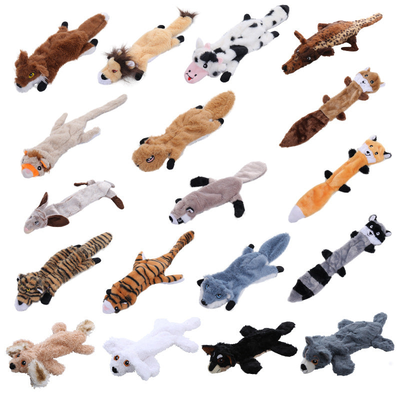 Leather shell animal plush toy interactive chew resistant dog toy 319