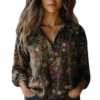 Women's shirt top V-neck printed shirt 082