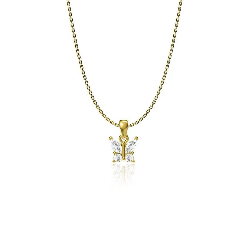 Butterfly shaped 18k gold vacuum electroplated colored zircon women's zircon necklace 262