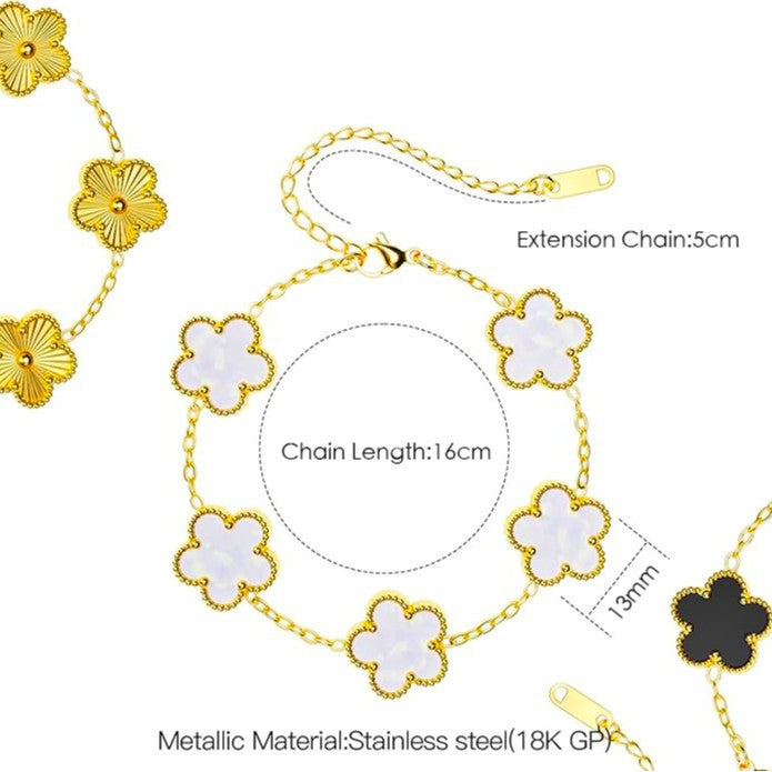 Five Leaf Flower Plum Blossom Fritillaria Stainless Steel Bracelet 268