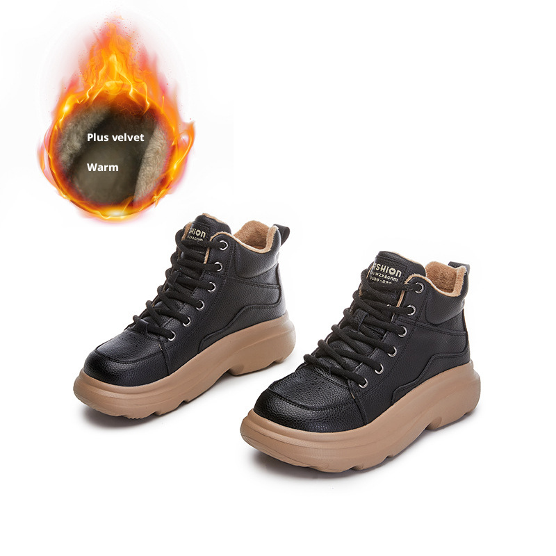 Foam bottom genuine leather snow boots for women 048