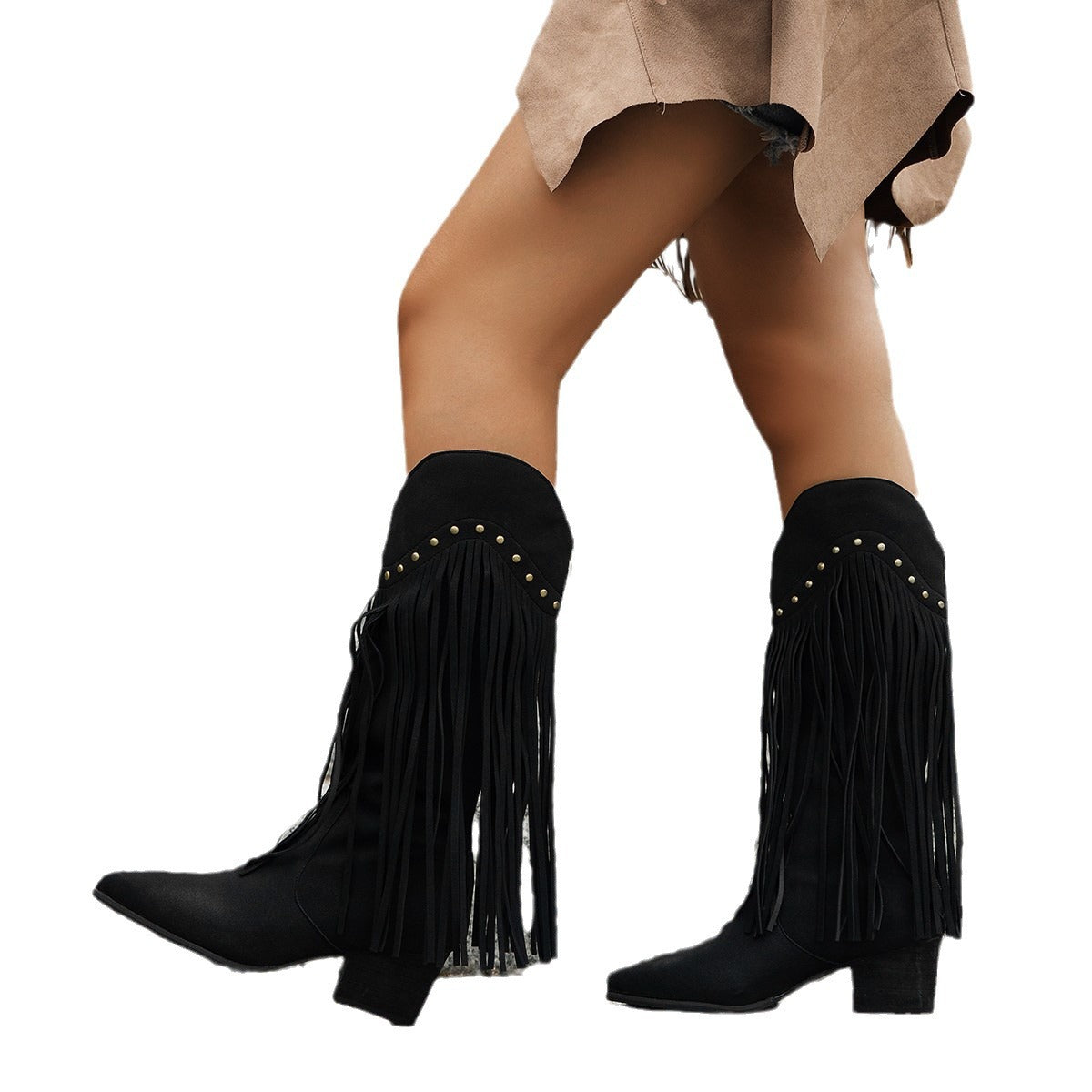 Women's boots tassel fashion boots sexy retro western long boots 104