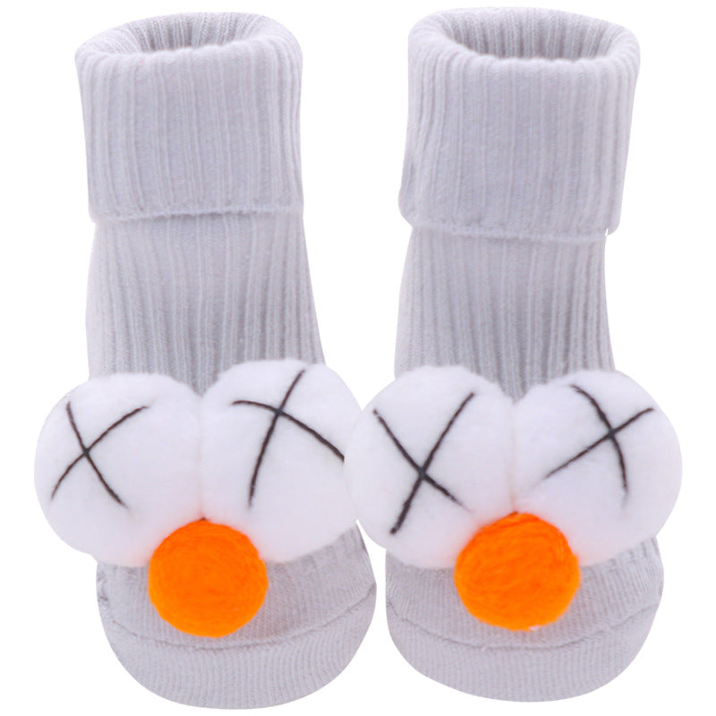 Newborn baby A-type cotton adhesive anti slip cartoon floor socks 075