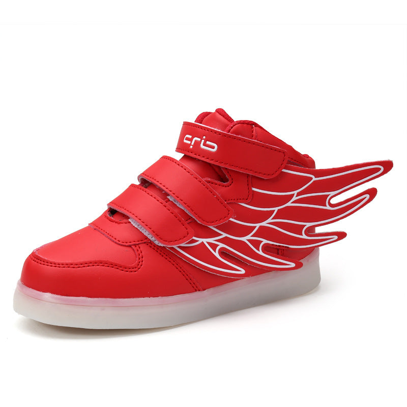 High-top winged light-up sole shoes with LED lights and charging function 096